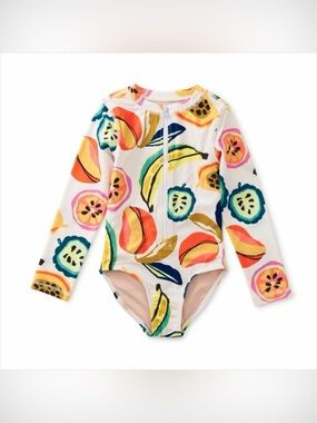 Tea Collection Long Sleeve Swim Rash Guard Bathing Suit Fruit Size 6
